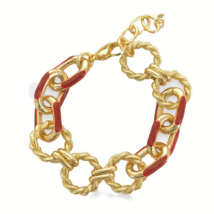 Textured Gold and Enamel Bracelet