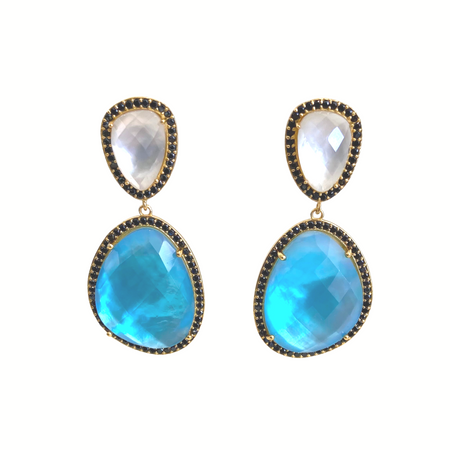 Freeform Drop Earrings -wit and whimsy- chiffon and London blue