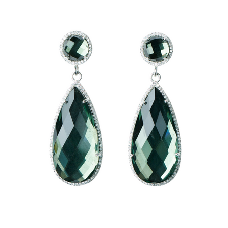 Glimmer and Glow Drop Earrings - Green Pyrite
