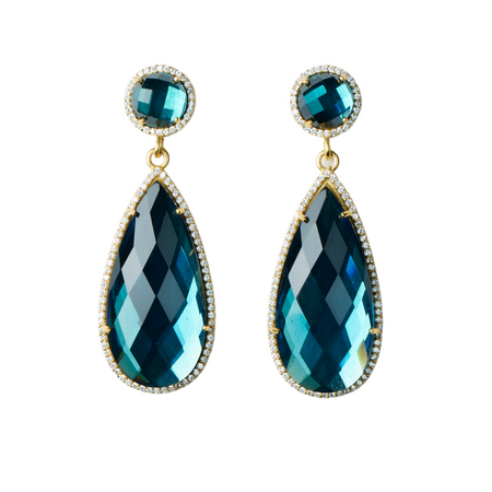 Glimmer and Glow Drop Earrings - Peacock Blue