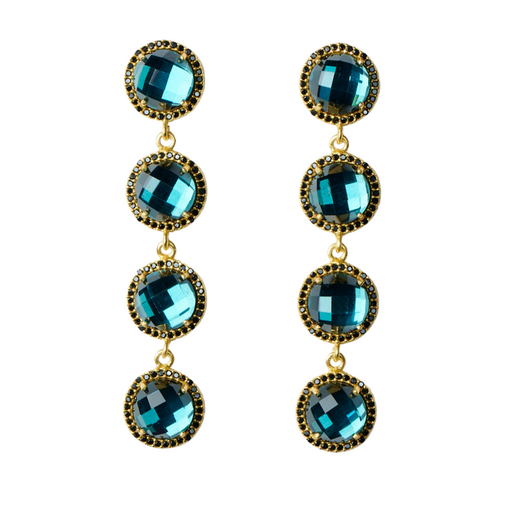 Glimmer and Glow 4-Stone Drop Earrings - Peacock Blue