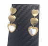 14kt Gold and Mother of Pearl Triple Heart Earrings