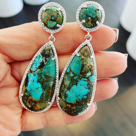 Tear Drop Earrings - Turquoise Agate